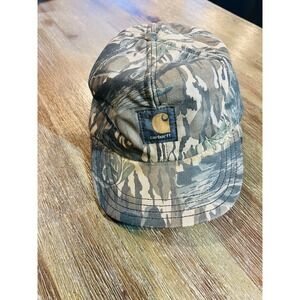 Vintage Carhartt Mossy Oak Treestand Camo Hat Made in USA Cotton Canvas Cap